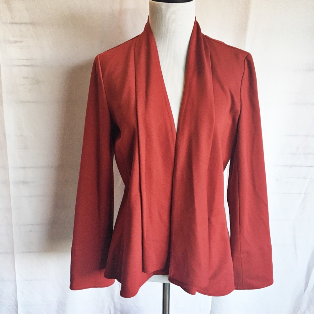 Chico’s small ponte cardigan blazer red flattering
